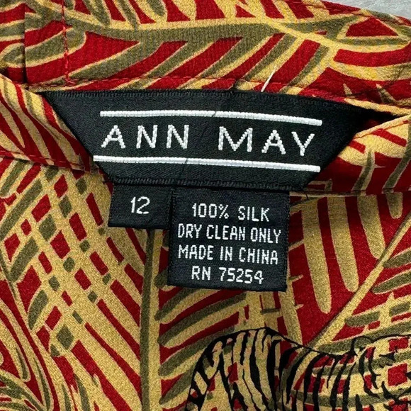 Vtg Ann May 100% Silk Red Yellow Tiger Animal Print Jungle Pencil Skirt Sz 12 - Picture 7 of 7